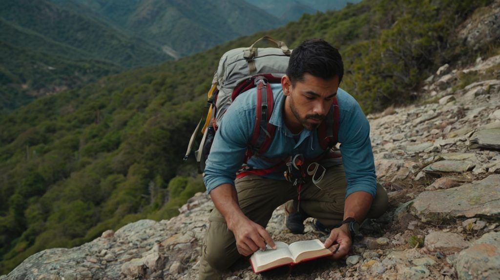 Aprendizaje kinestésico un hombre latino leyendo un libro mientras hace deporte 