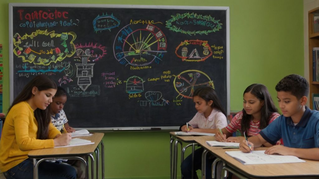 Estudiantes en una escuela aprendiendo de la evaluación formativa mientras realizan actividades didácticas 