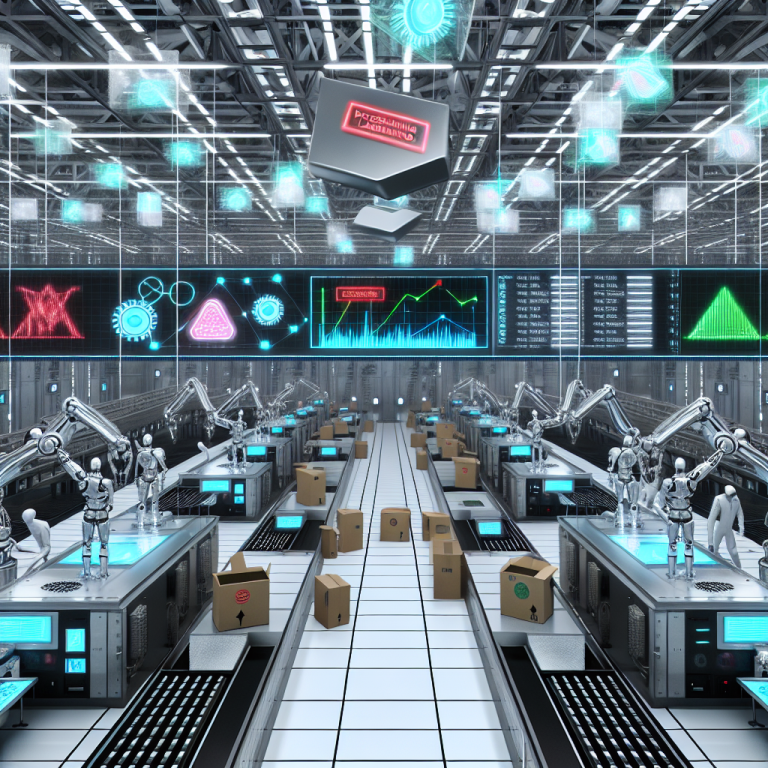 Robots avanzados gestionando automatización y crecimiento de IA en manufactura