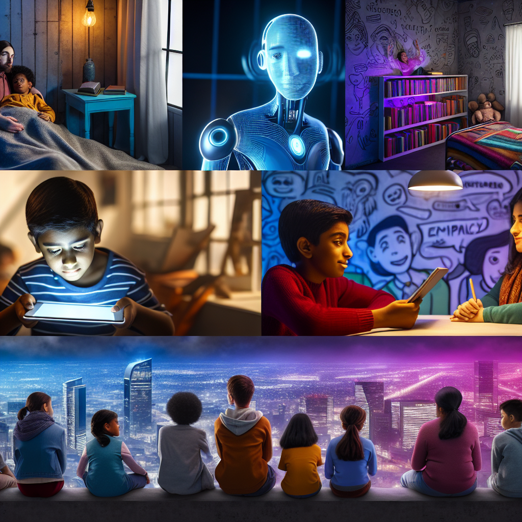 Explorando la Interacción Infantil con Tecnología en la Era Moderna Niños en diversas interacciones con tecnología bajo estudio del comportamiento infantil actual