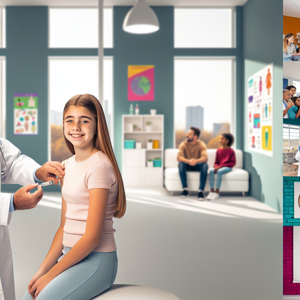 Fomentando la Salud en la Adolescencia a través de la Prevención Adolescente recibe vacuna como parte de la prevención para mejorar su salud en clínica moderna