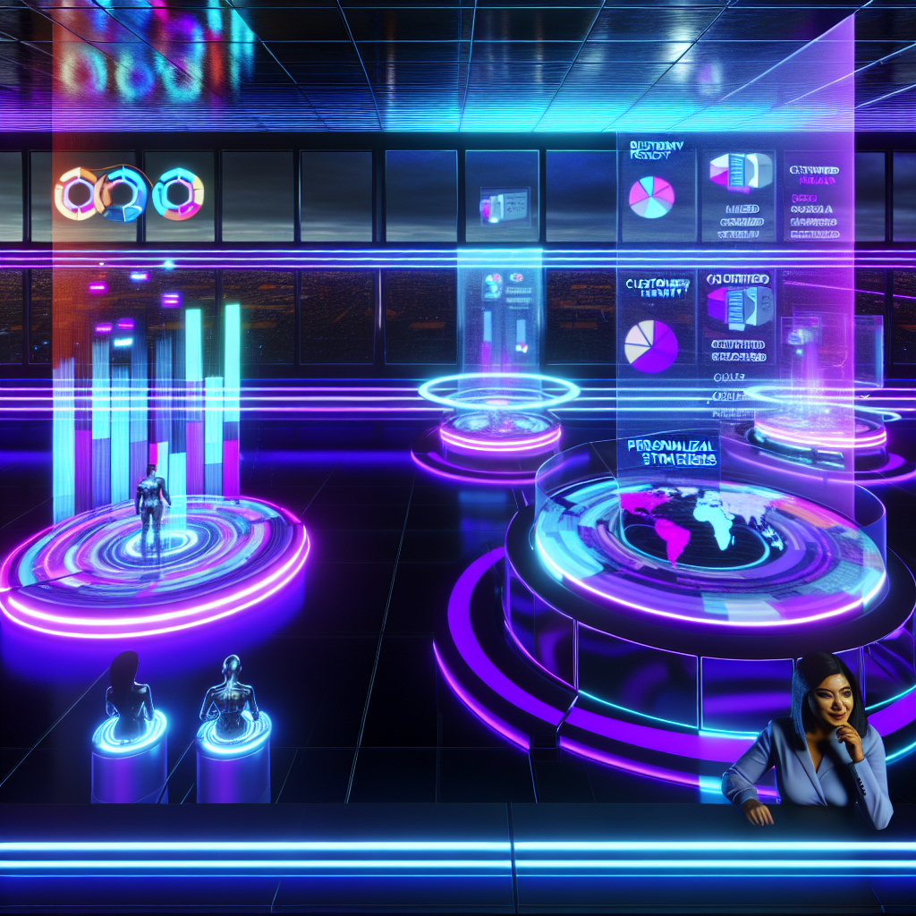 Explorando Tecnologías de Marketing Digital Del Futuro Simulación virtual de herramientas innovadoras en marketing digital con profesionales interactuando