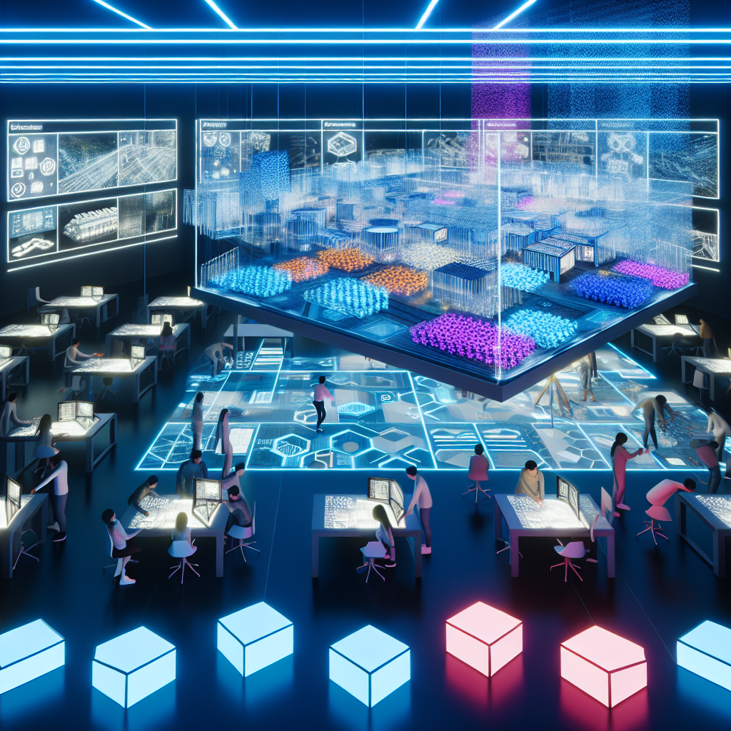 Explorando el Futuro: Tecnología y Arquitectura Avanzada Oficina de diseño futurista donde la Arquitectura Avanzada impulsa la tecnología