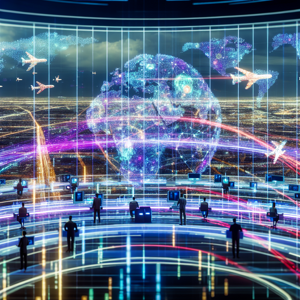 Optimización de Interacción con Datos Estratégicos en Acción Personas analizando y optimizando la interacción efectiva con datos estratégicos en sala de control digital.