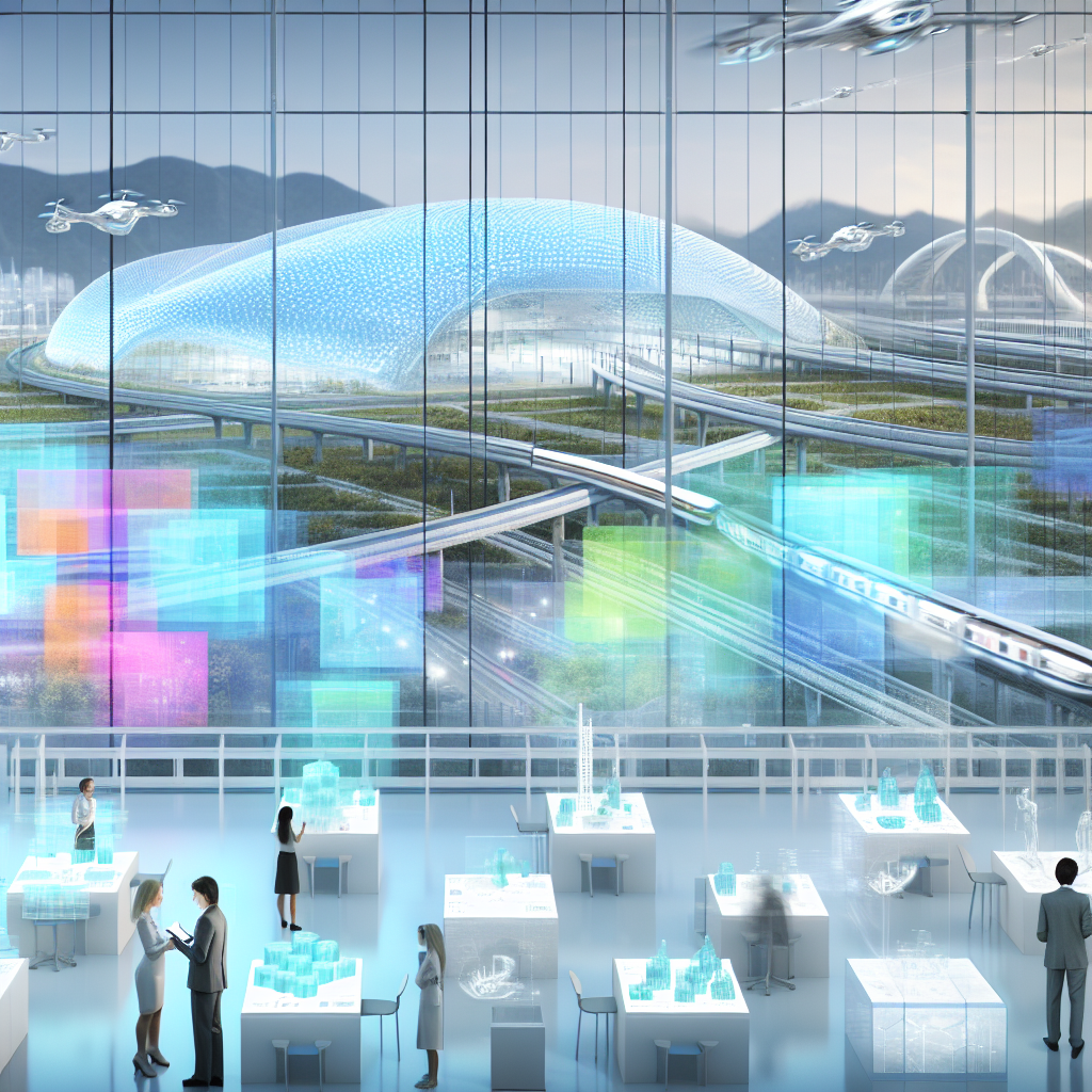 Colaboración Avanzada en Entrega de Proyectos IPD Equipo colaborando en un entorno futurista sobre entrega de proyectos integrada IPD